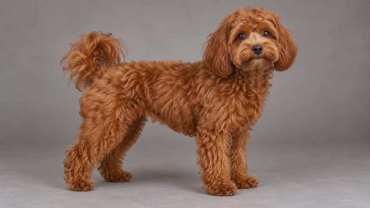 Maltipoo köpek — kırmızı renk