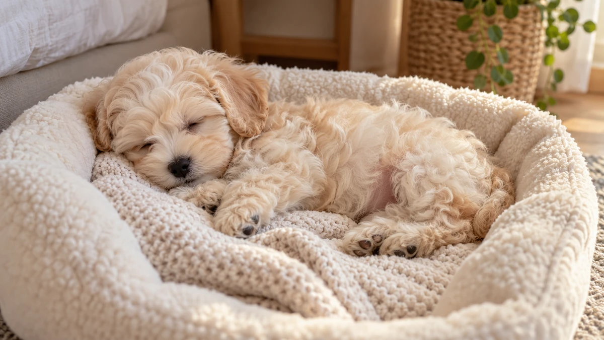 Maltipoo ilan — uyuyan Maltipoo yavru ilan fotoğrafı